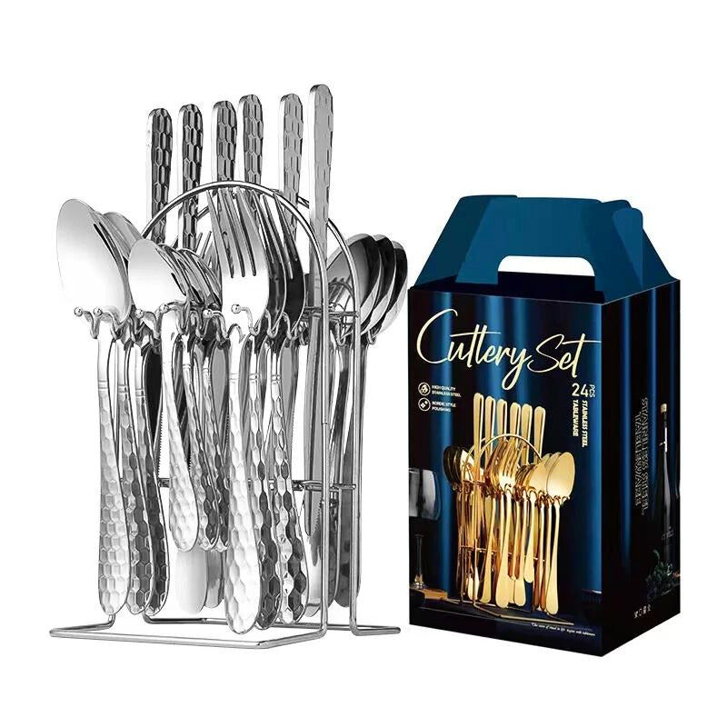 Lux Gold Titanium Bistro Flatware Set - Riley Grove