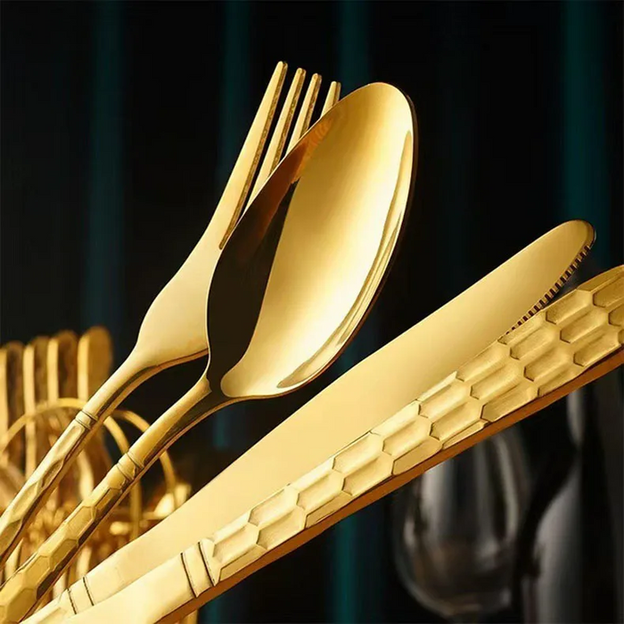 Lux Gold Titanium Bistro Flatware Set - Riley Grove