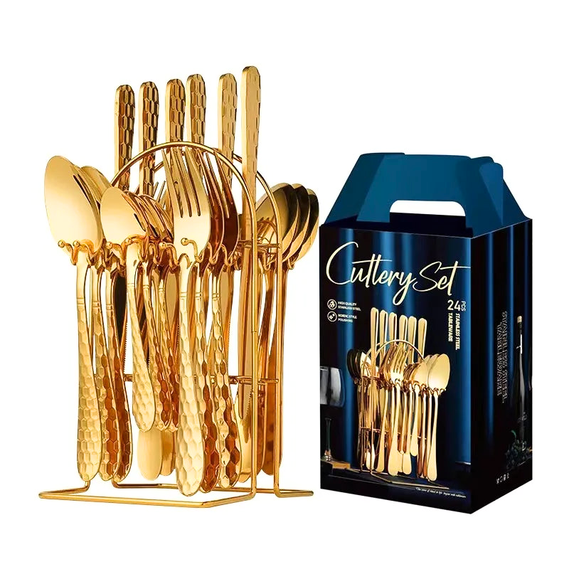 Lux Gold Titanium Bistro Flatware Set - Riley Grove
