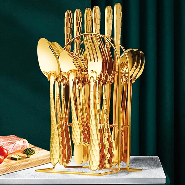 Lux Gold Titanium Bistro Flatware Set - Riley Grove